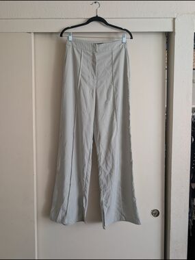 Wide-Leg High-Waist Women's Pants in Mint Green